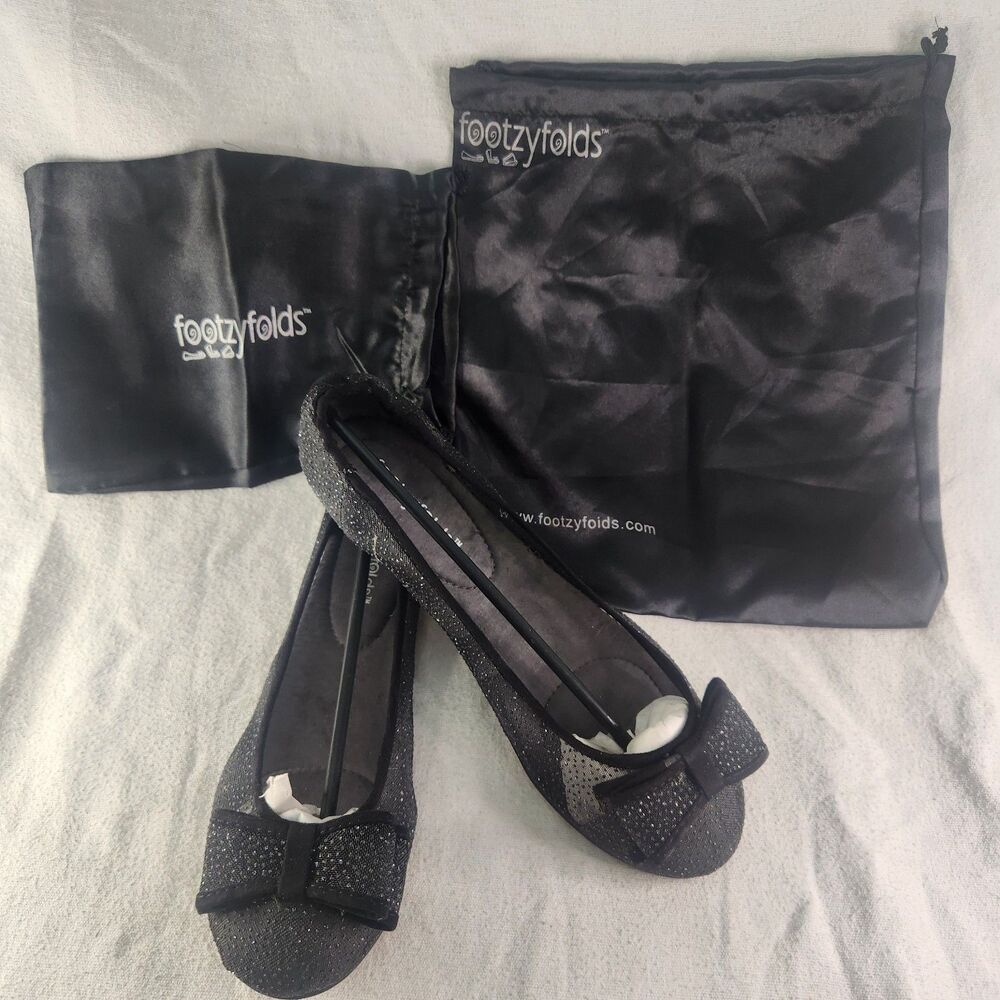 Shoes FootzyFolds Womens 9M Cora Bow At Toe Street Walkable Packable SELECT
